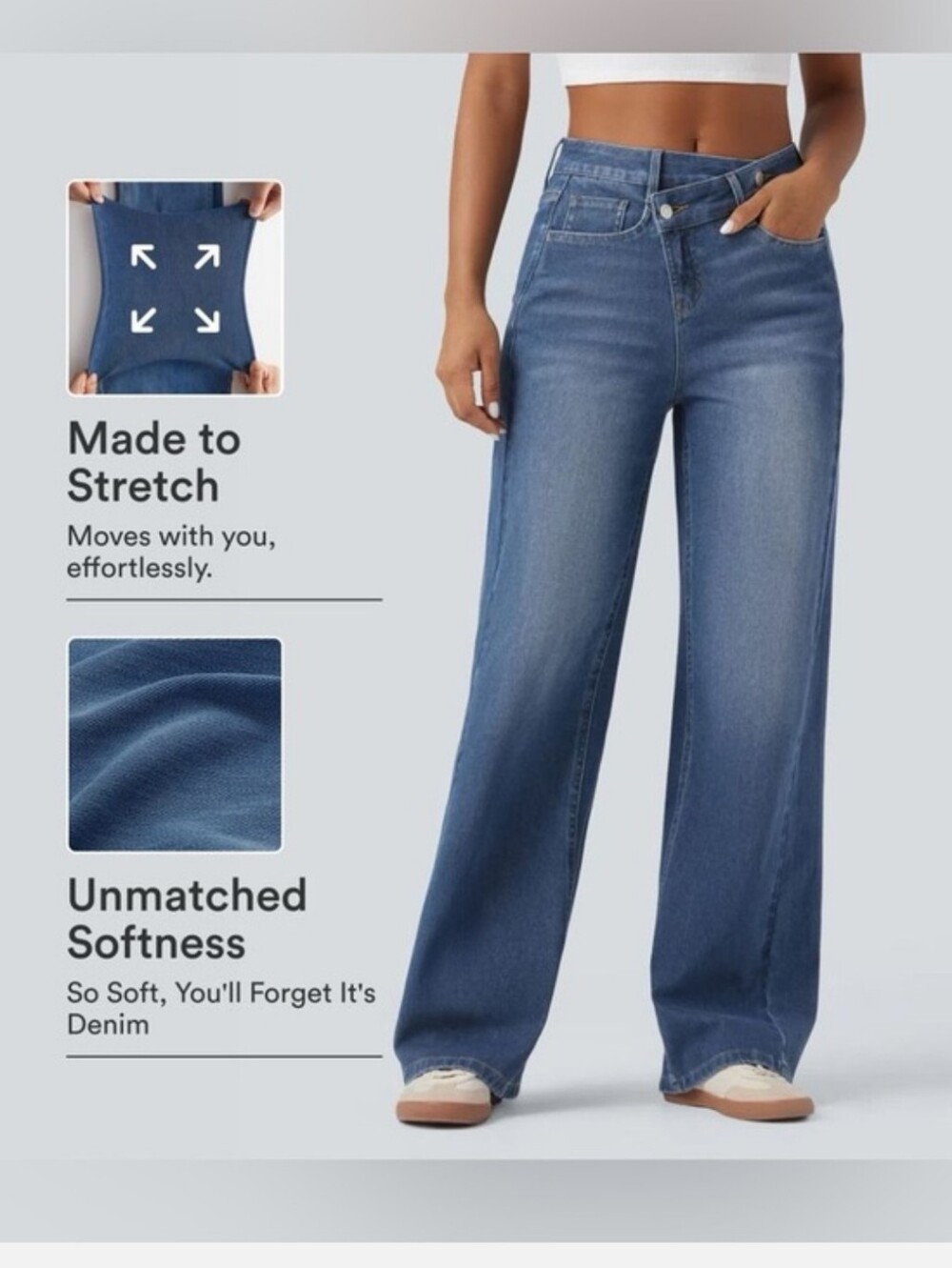 Halara Flex Asymmetrical Wide Leg Jeans